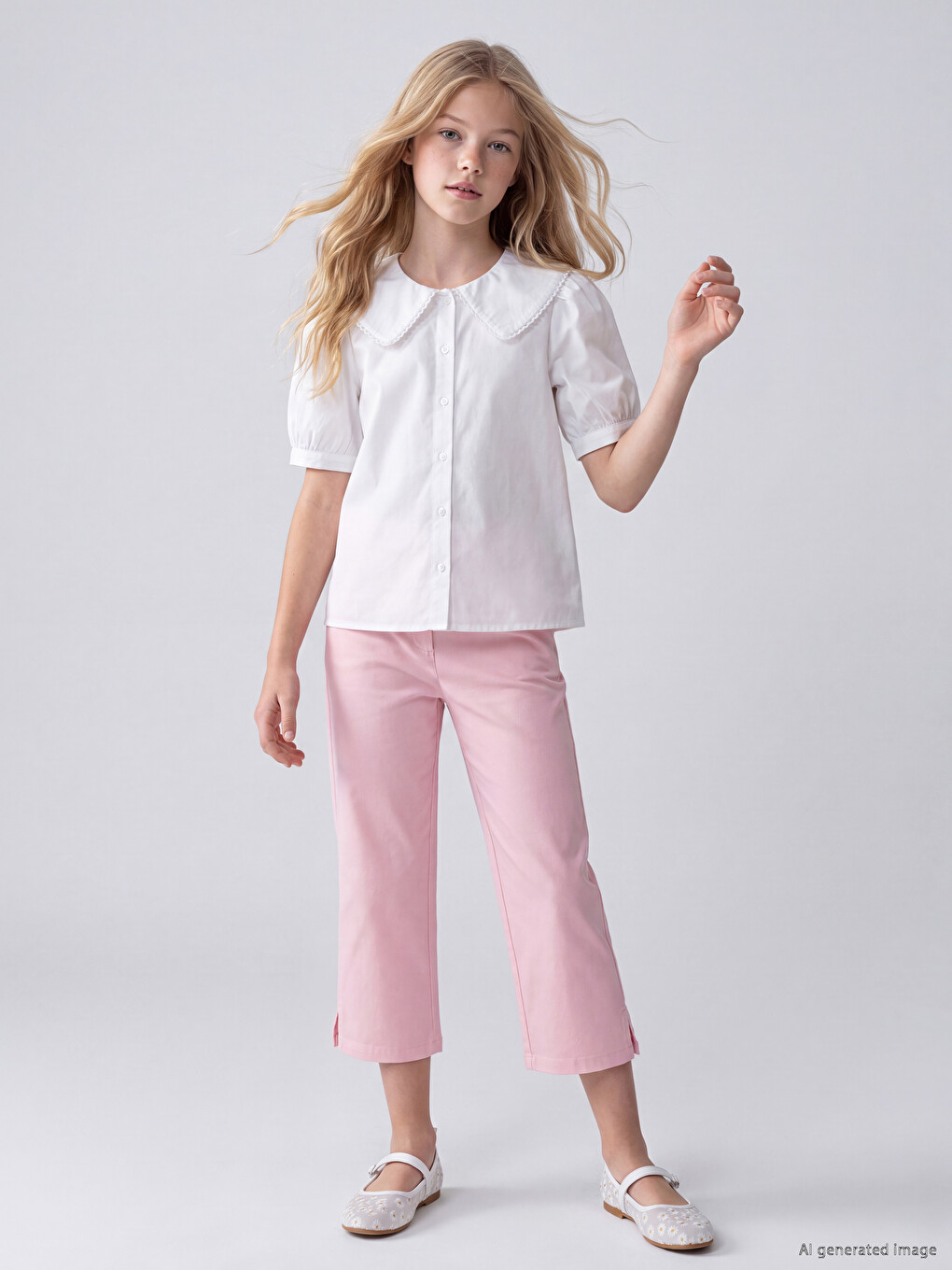 Pembe Slim Fit Kız Çocuk Kapri