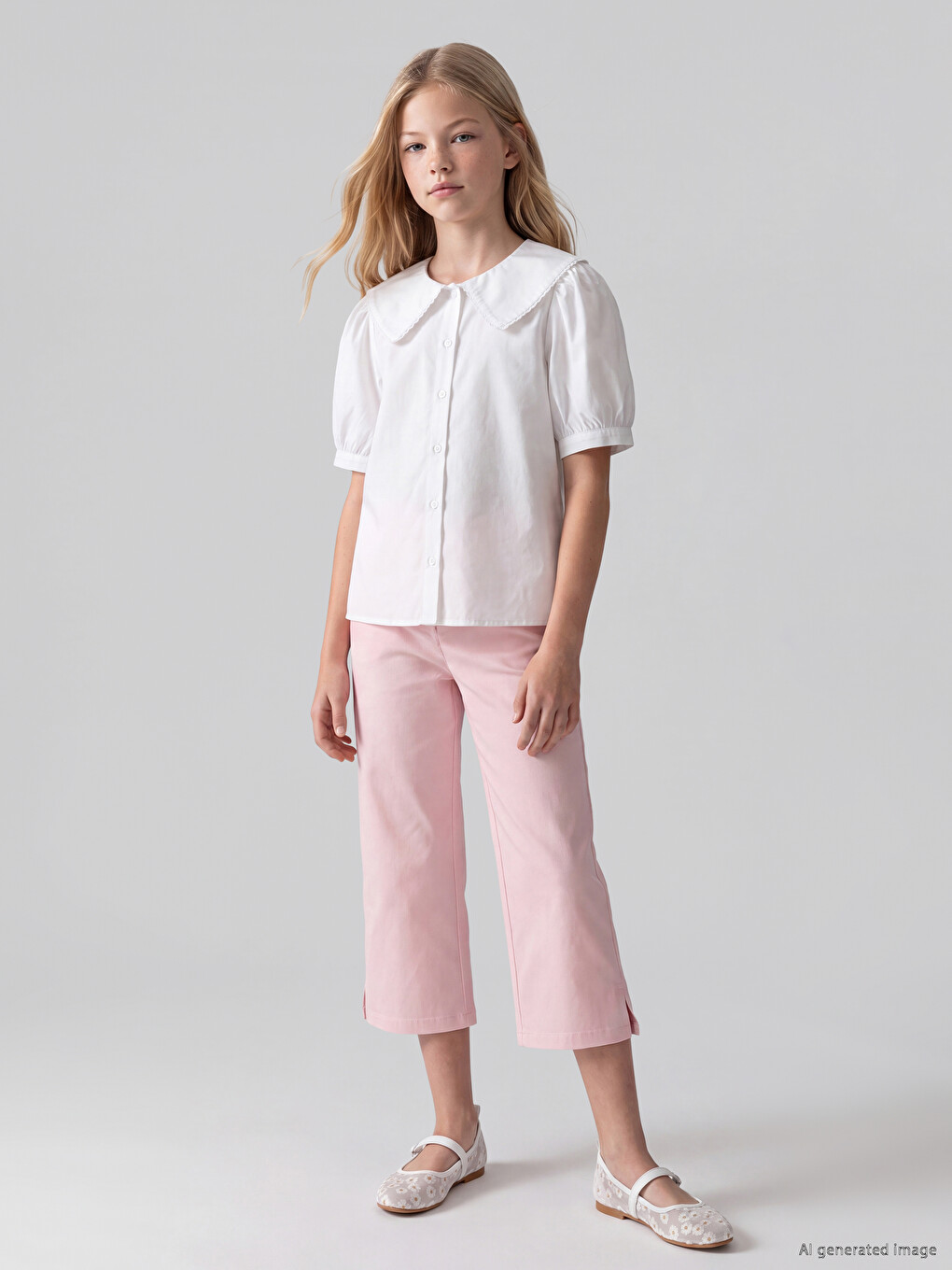Pembe Slim Fit Kız Çocuk Kapri-1