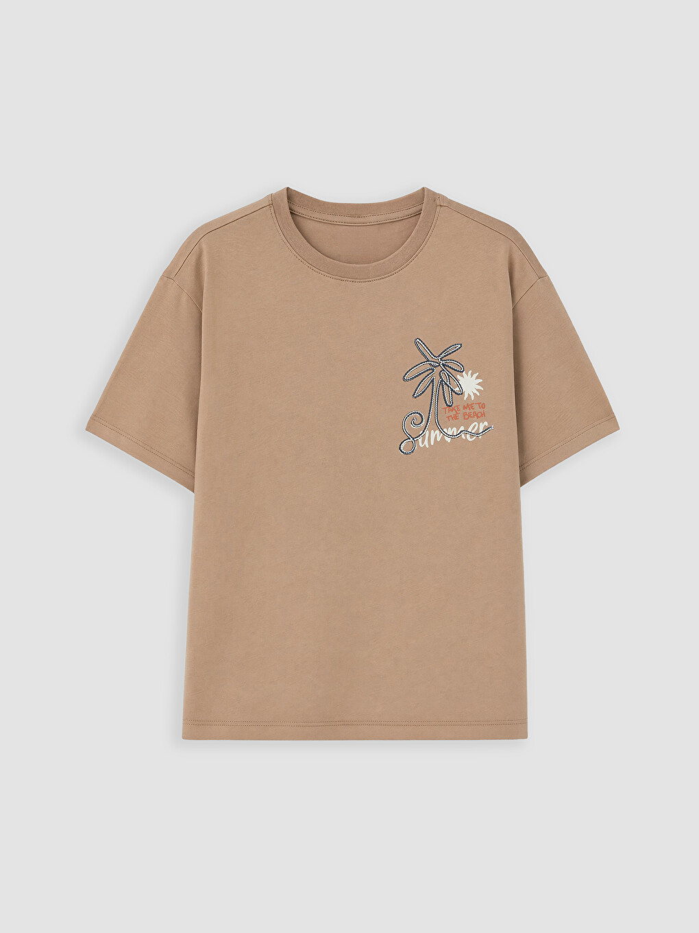 Kahverengi Bisiklet Yaka Erkek Çocuk Şortlu Pijama Takımı-1
