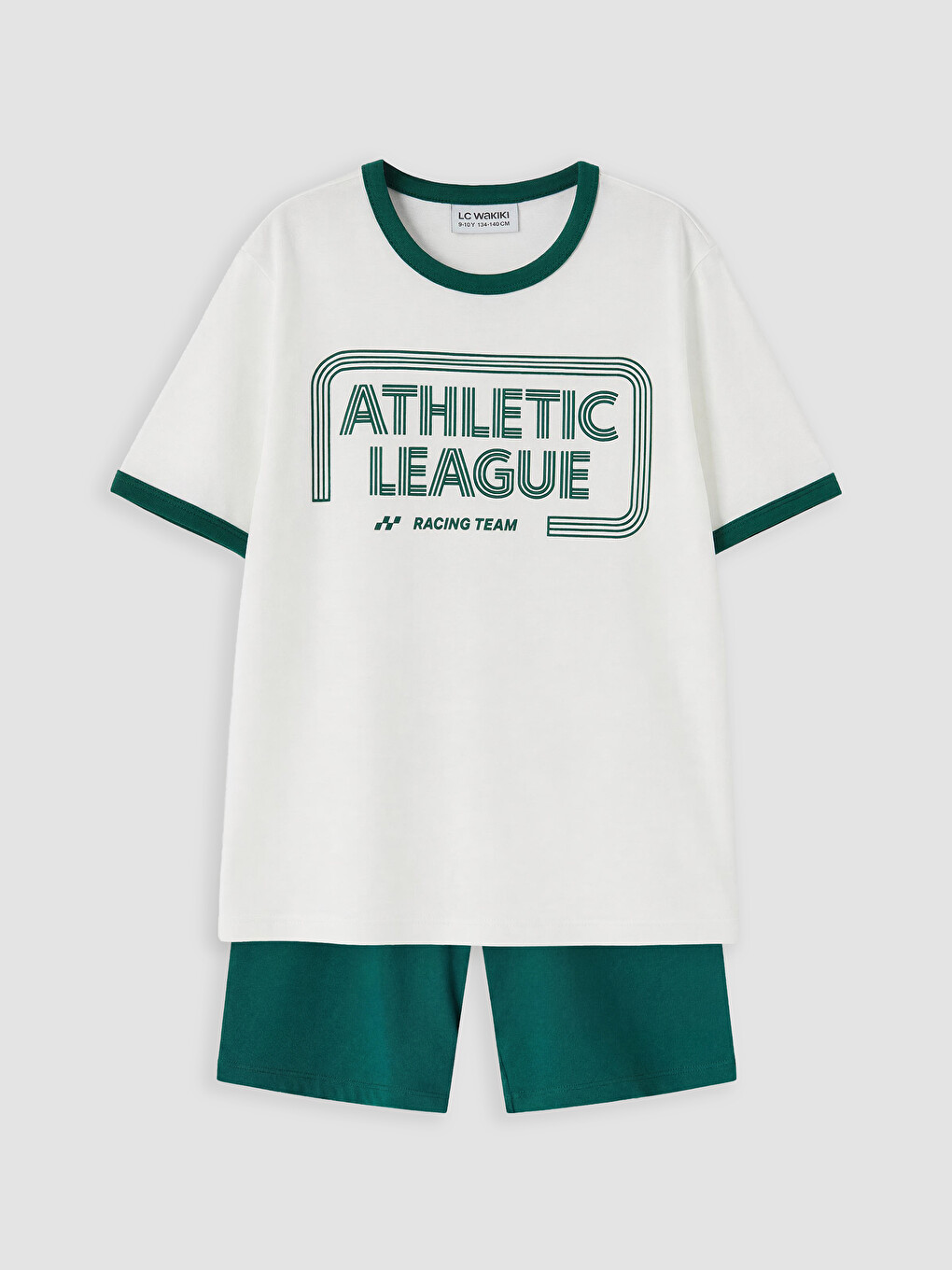 Ekru Bisiklet Yaka Erkek Çocuk Şortlu Pijama Takımı