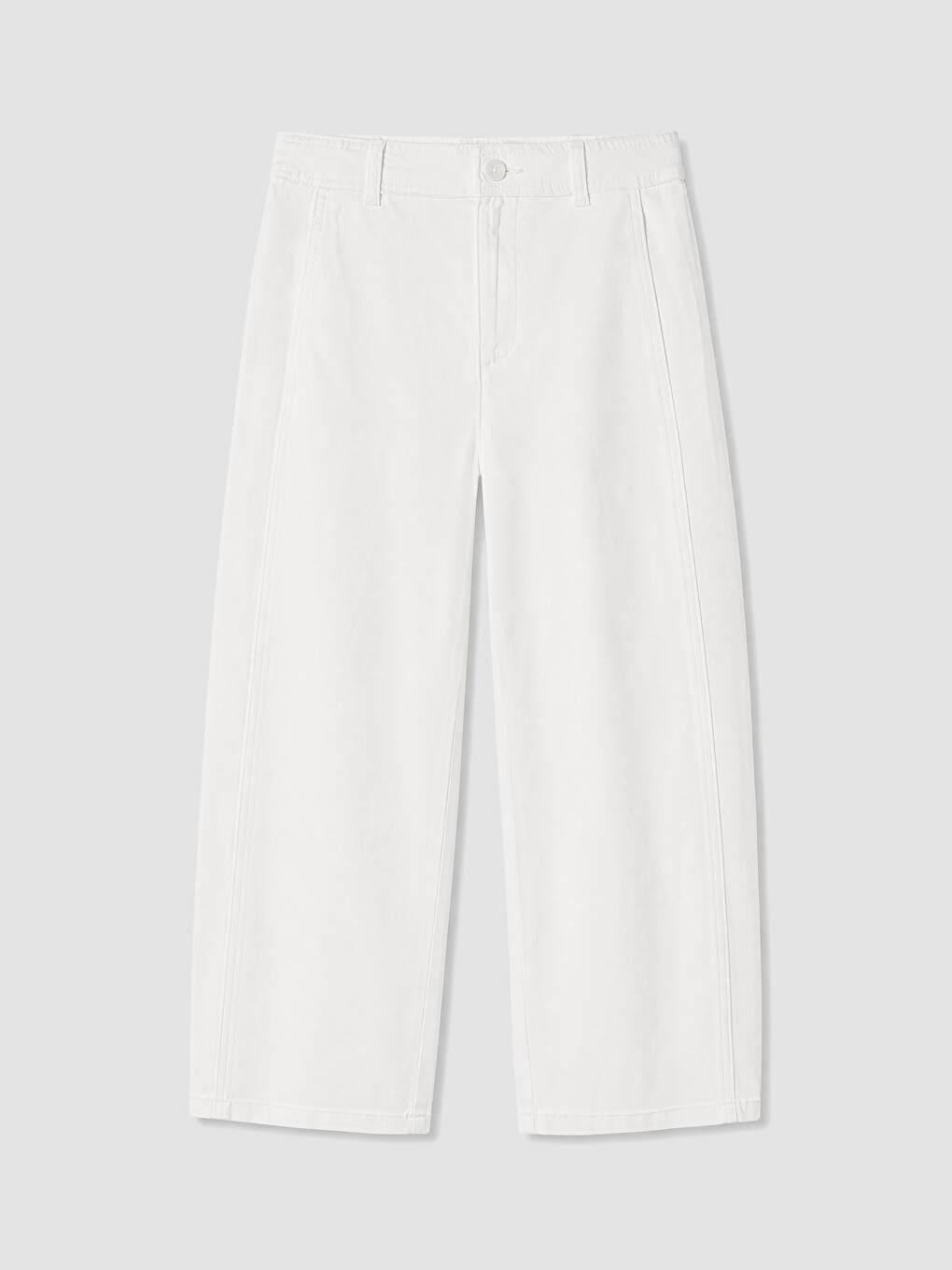 Beyaz Barrel Fit Kız Çocuk Jean Pantolon