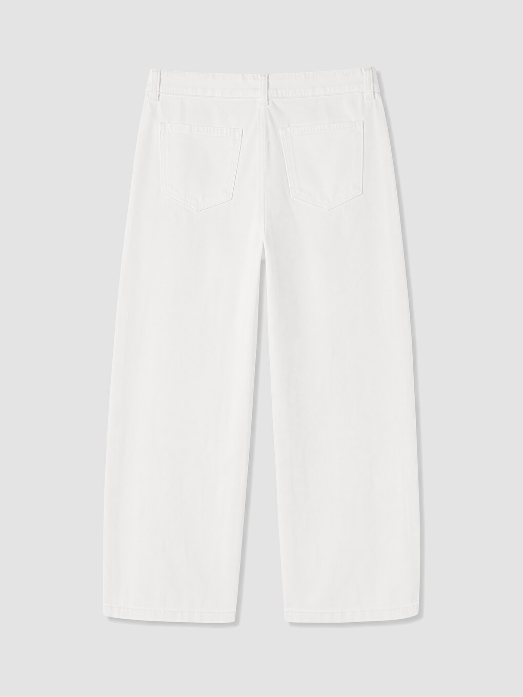 Beyaz Barrel Fit Kız Çocuk Jean Pantolon-1