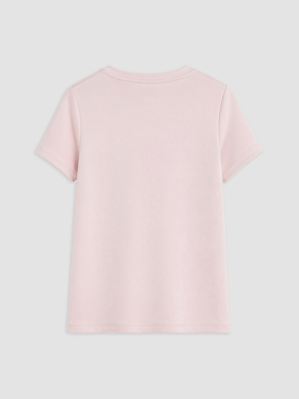 Pembe Bisiklet Yaka Taşlı Kadın Tişört-5