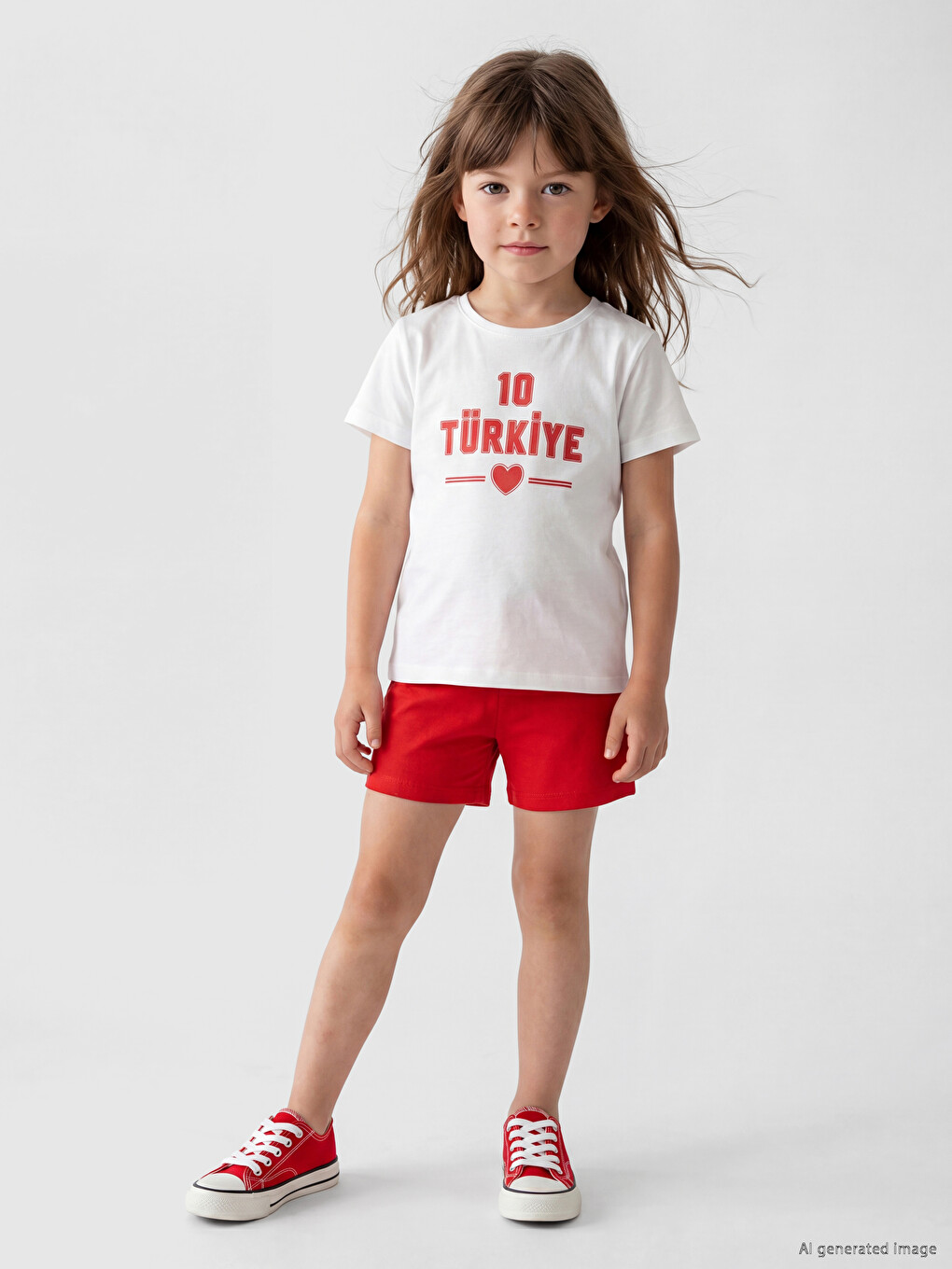 Ekru Türkiye Baskılı Kız Çocuk Şortlu Pijama Takımı