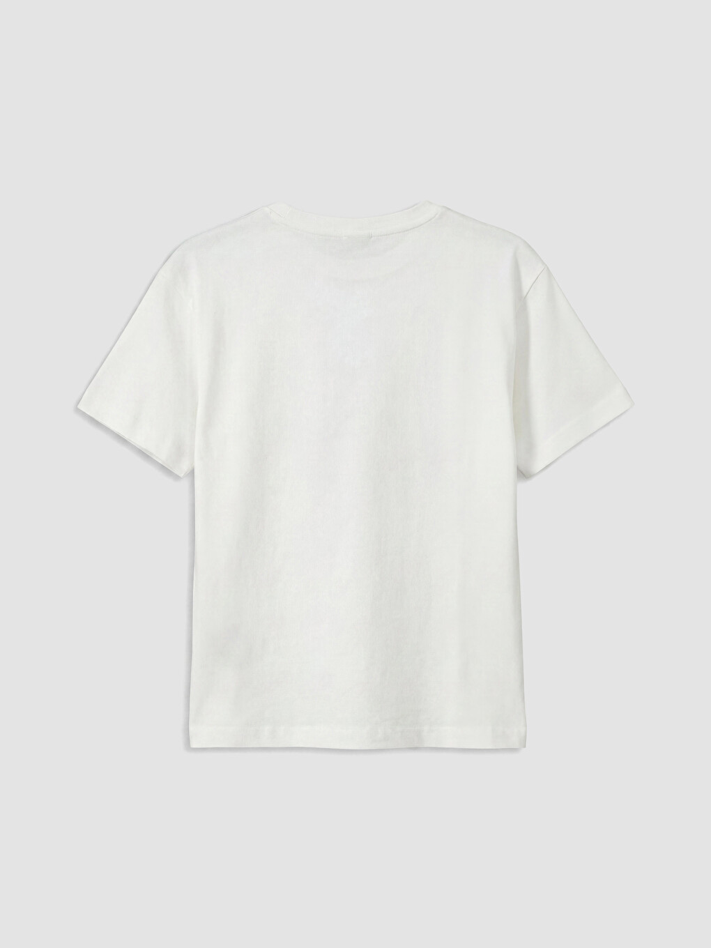 Ekru Bisiklet Yaka Kısa Kollu Baskılı Kız Çocuk Pijama Üst-3