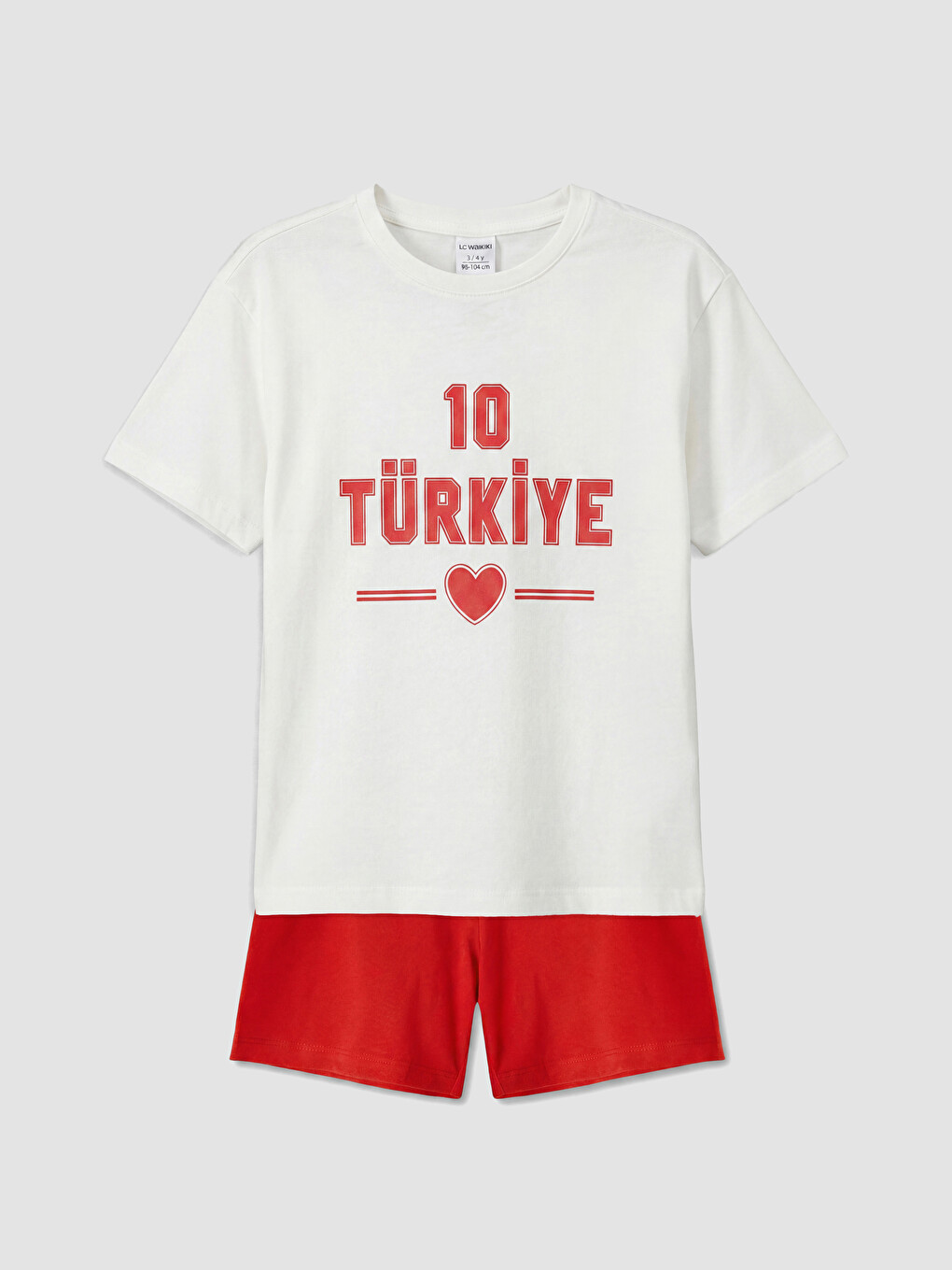 Ekru Türkiye Baskılı Kız Çocuk Şortlu Pijama Takımı