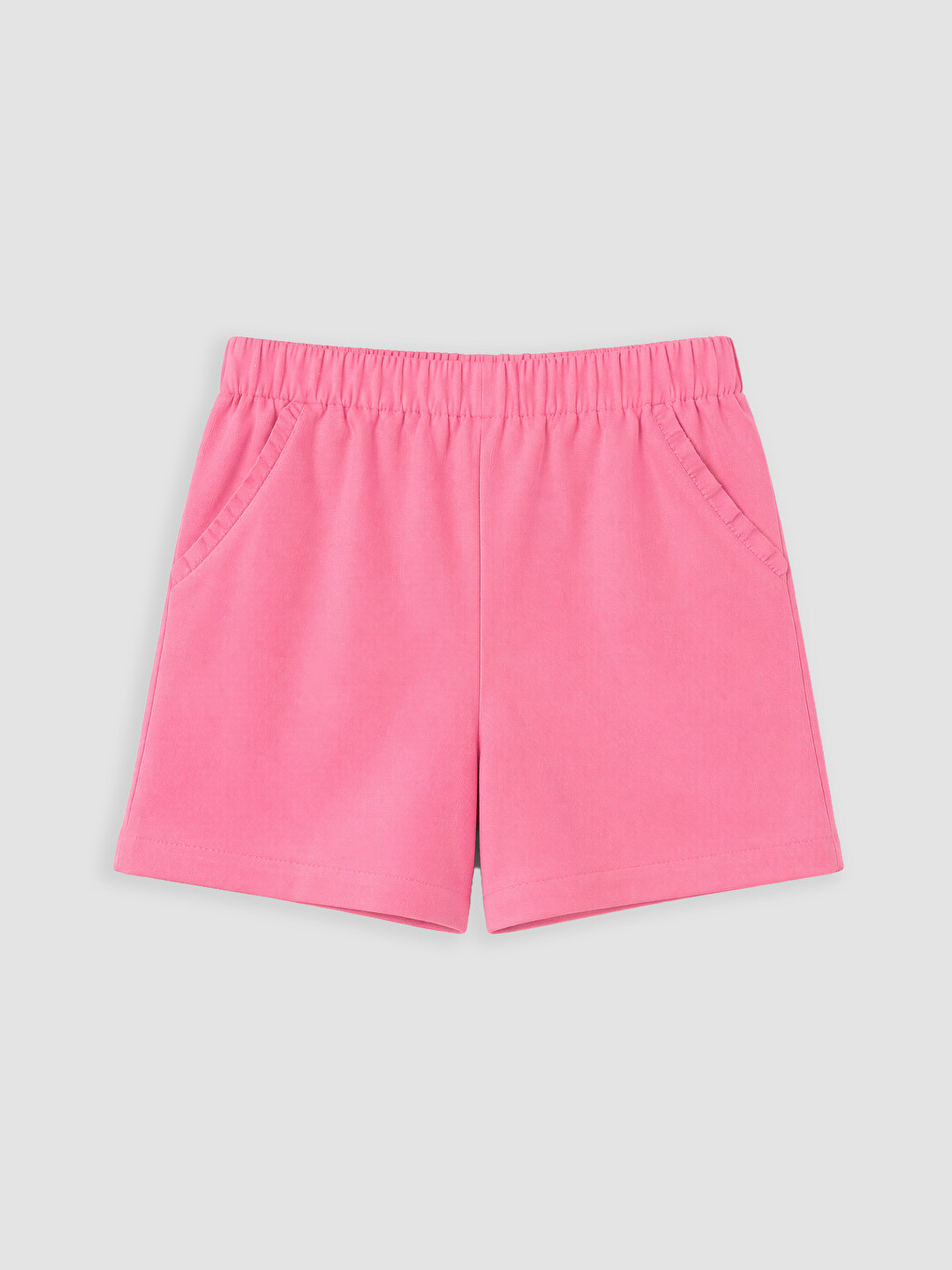 Pembe Beli Lastikli Poplin Kız Çocuk Şort