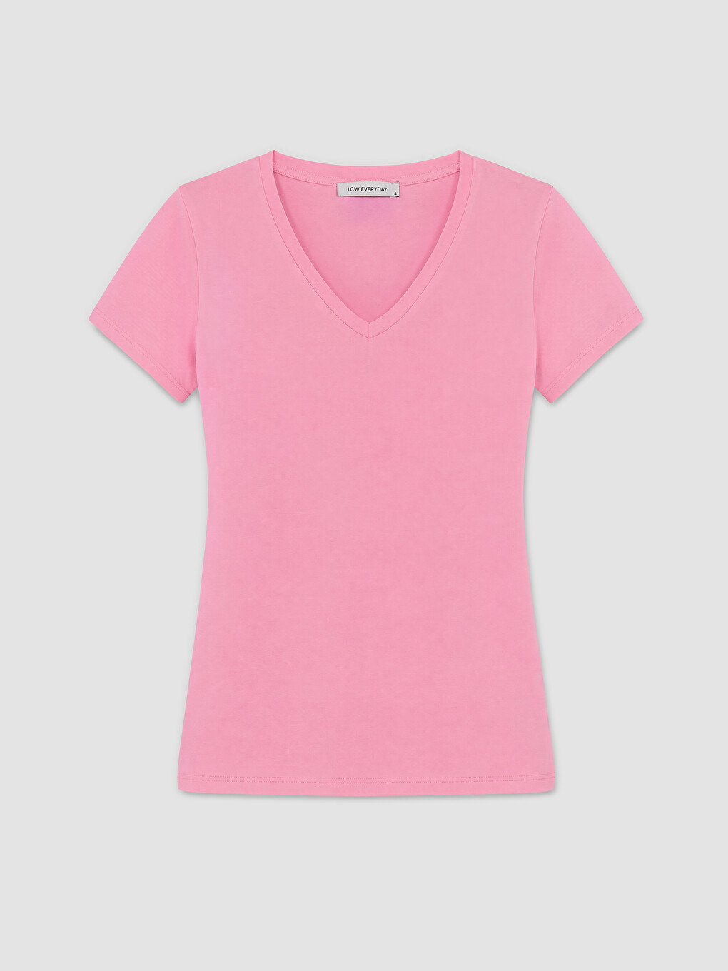 Pembe V Yaka Kadın Tişört