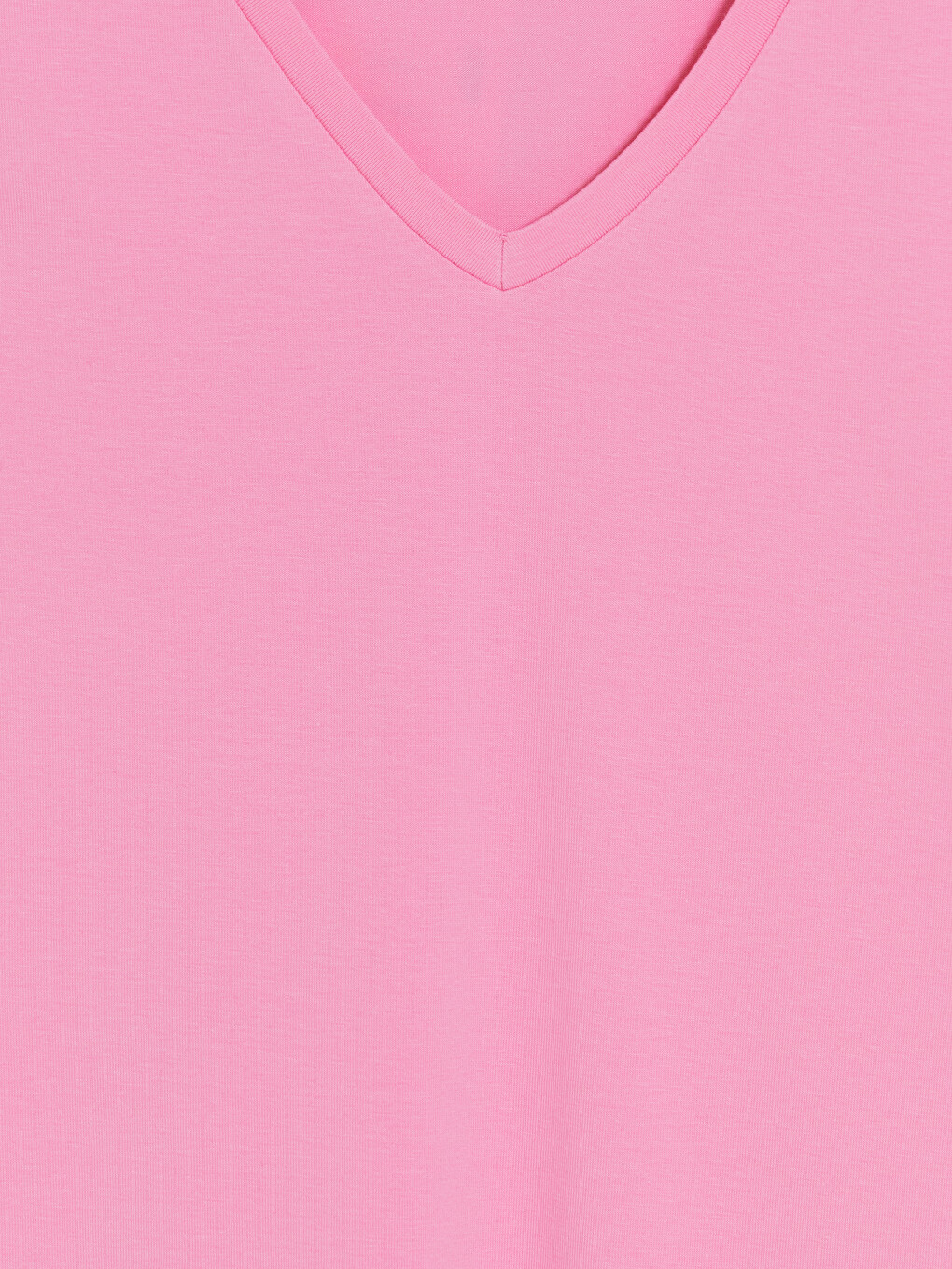 Pembe V Yaka Kadın Tişört-2