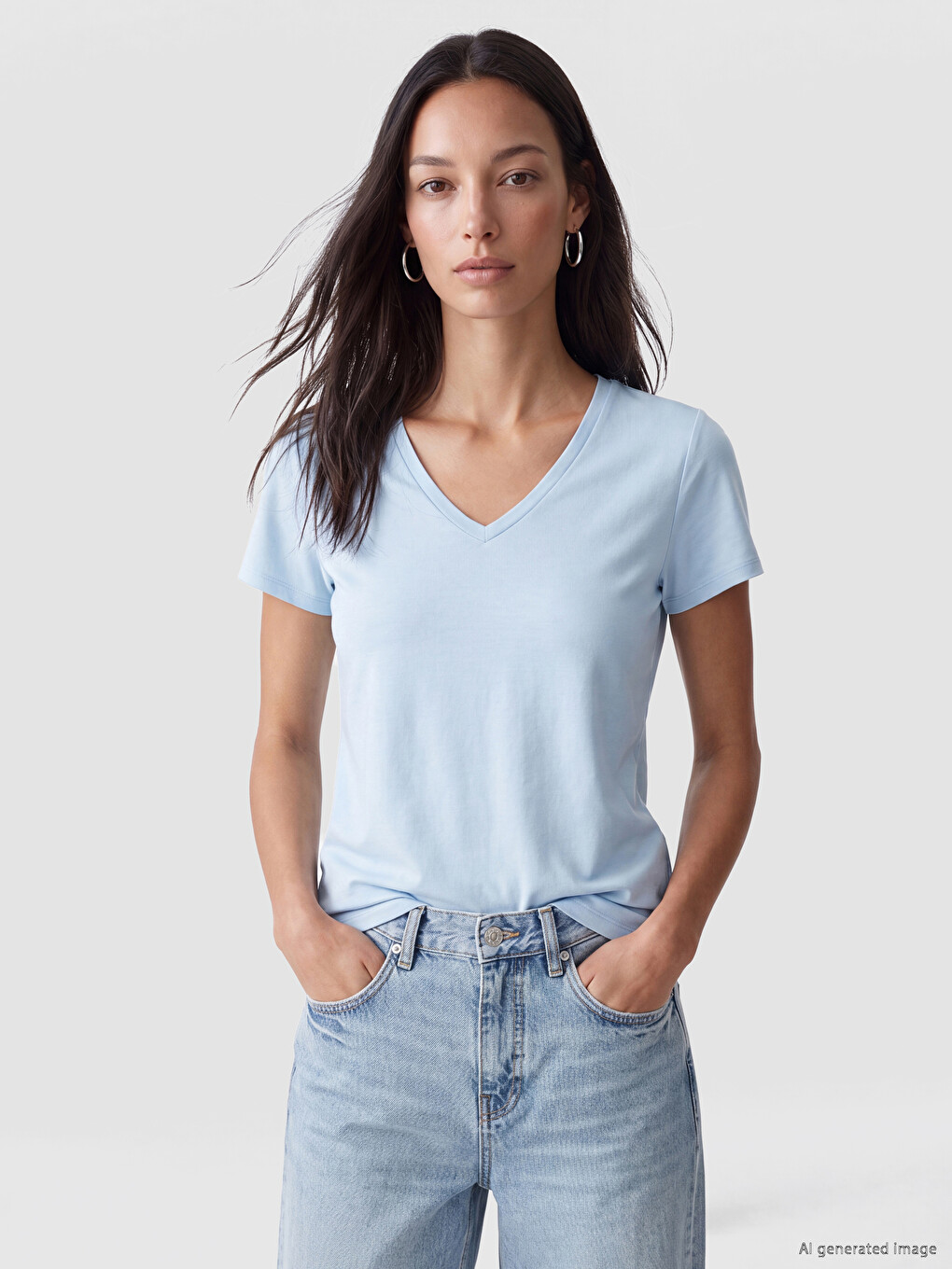 T-shirt À Encolure En V Pour Femme