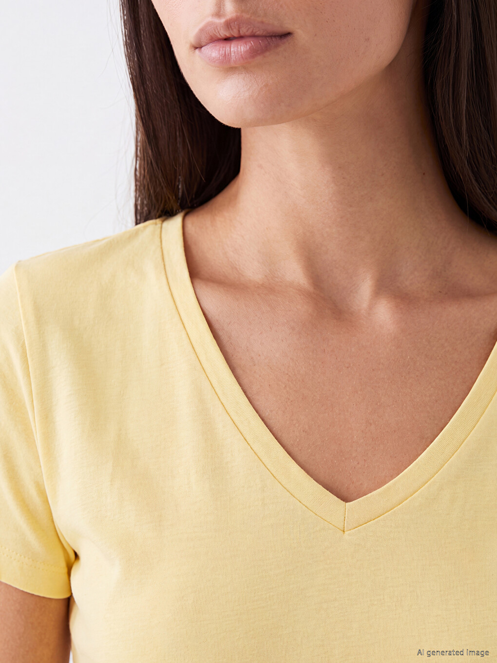 T-shirt À Encolure En V Pour Femme-2