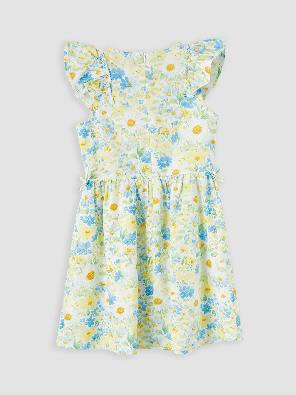 Sarı Çiçekli Kız Çocuk Poplin Elbise-2