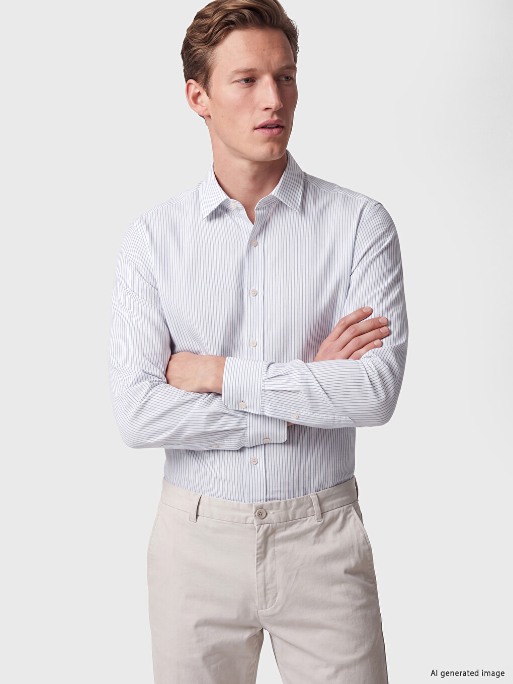 Regular Fit Striped 100% Linen Men's Shirt