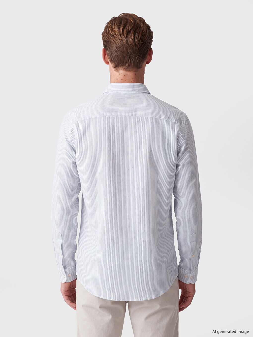 Regular Fit Striped 100% Linen Men's Shirt-3