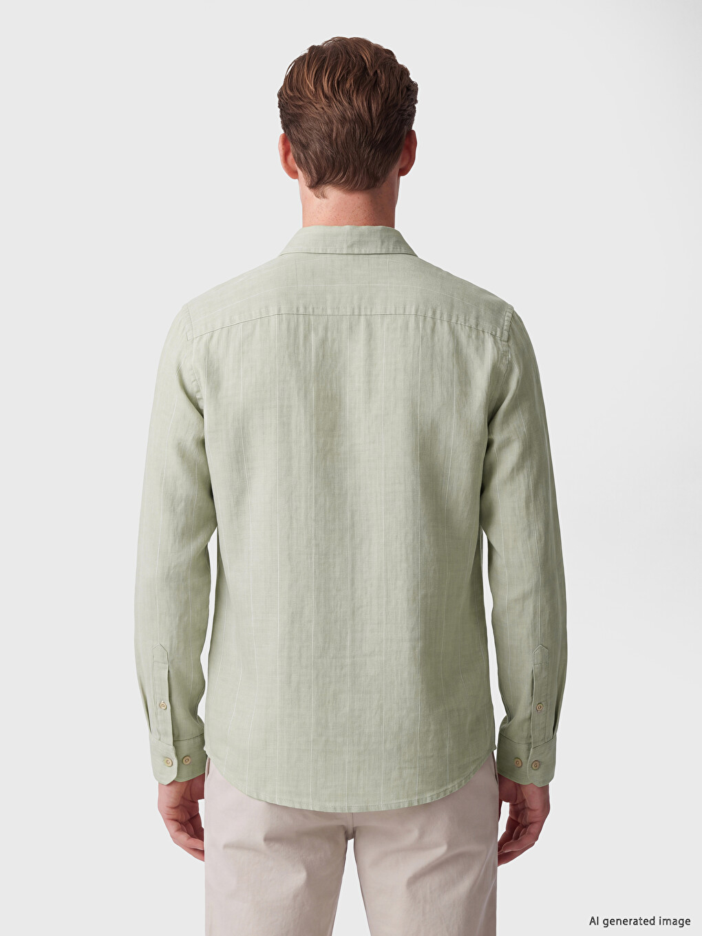 Chemise Homme 100 % Lin À Rayures Coupe Régulière-3