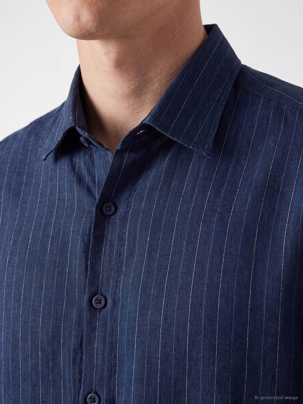 Chemise Homme 100 % Lin À Rayures Coupe Régulière-2