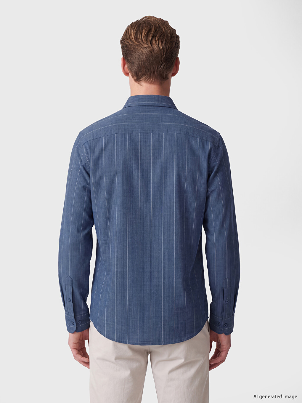 Chemise Homme 100 % Lin À Rayures Coupe Régulière-3