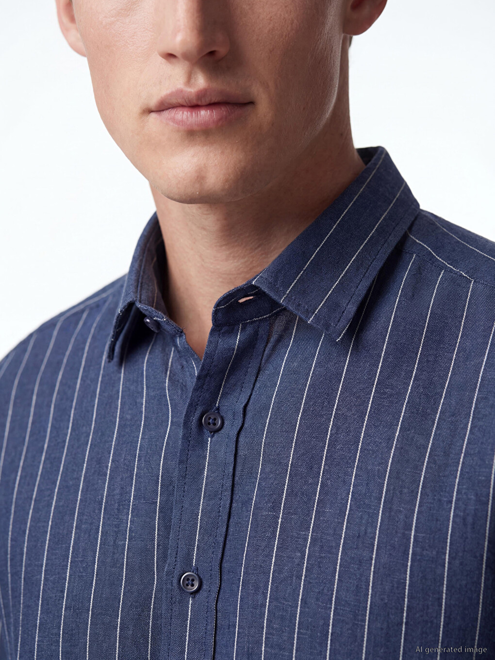 Chemise Homme 100 % Lin À Rayures Coupe Régulière-2