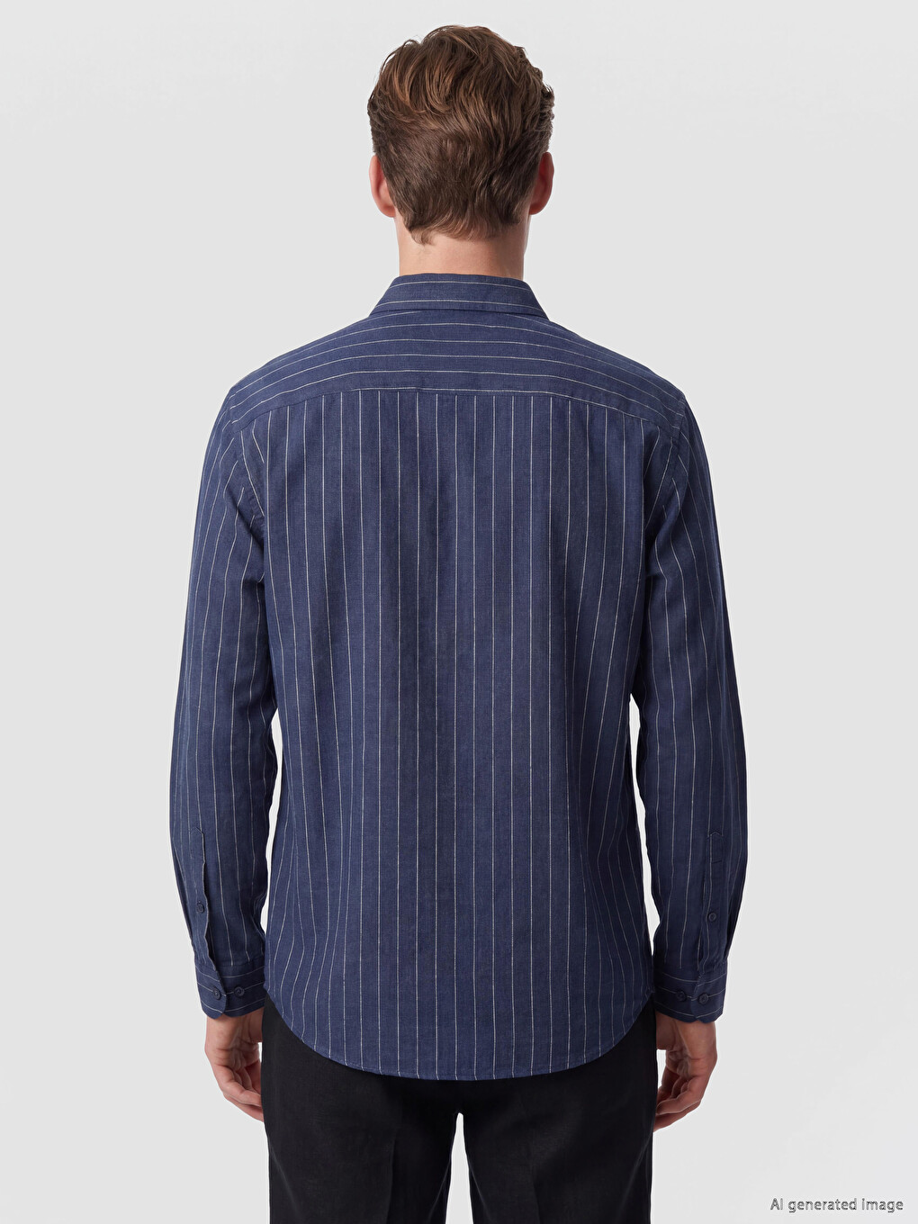 Chemise Homme 100 % Lin À Rayures Coupe Régulière-3