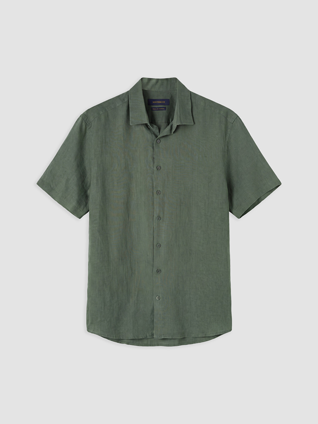 Haki Regular Fit %100 Keten Erkek Gömlek