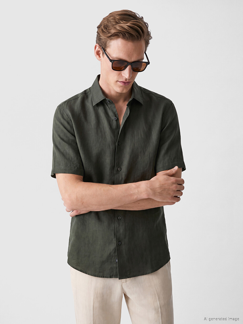 Рубашка Regular Fit Из 100% Льна Для Мужчин