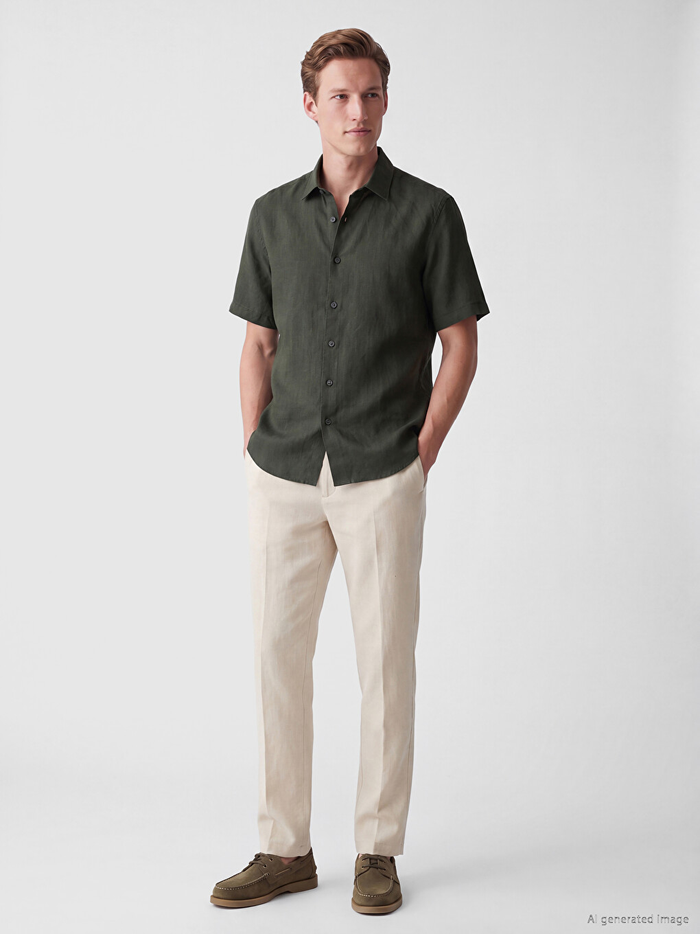 Рубашка Regular Fit Из 100% Льна Для Мужчин-1