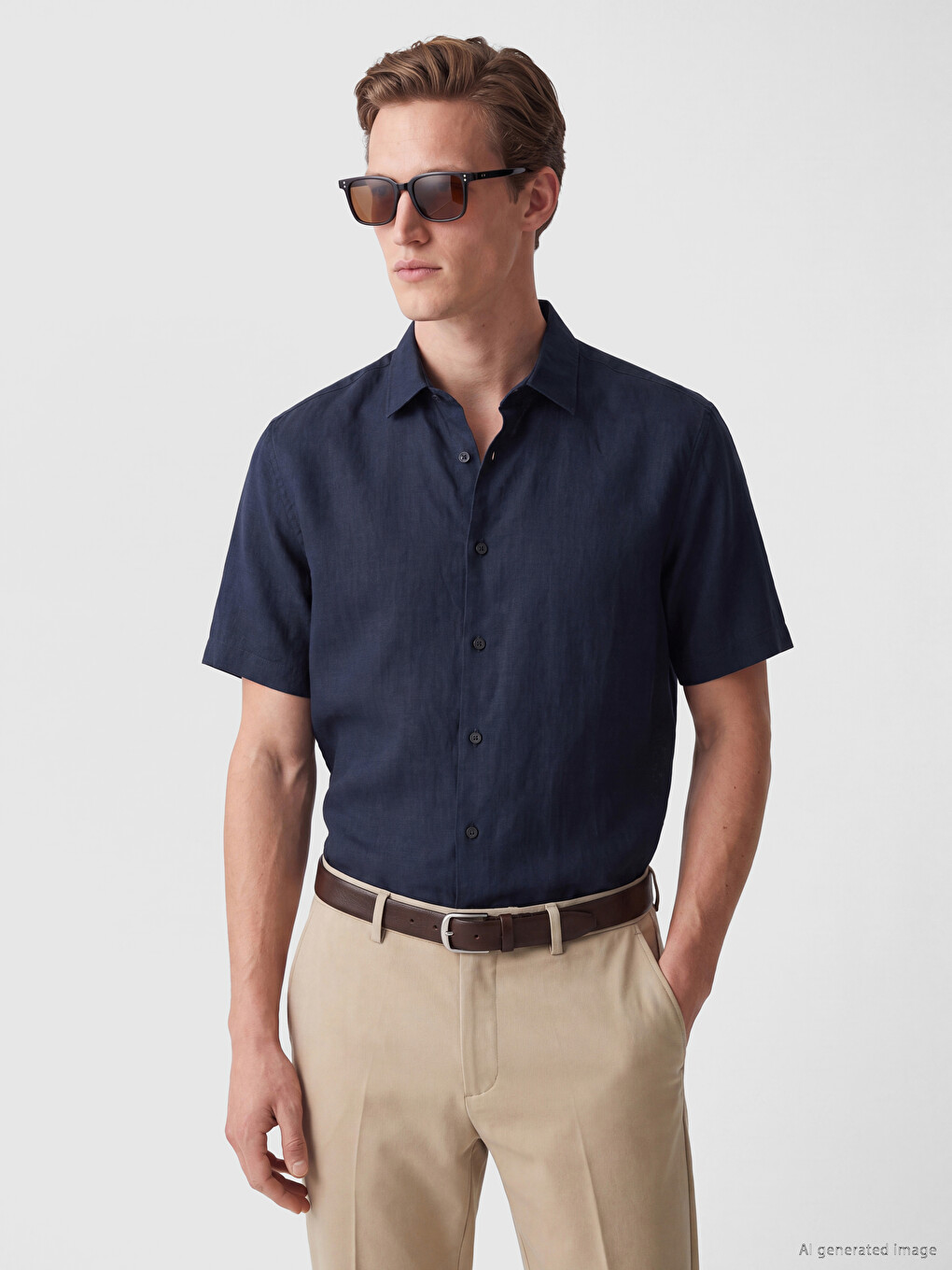 Рубашка Regular Fit Из 100% Льна Для Мужчин
