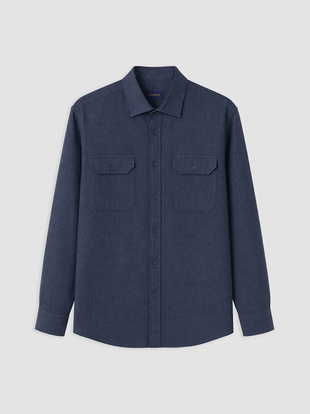 Lacivert Regular Fit %100 Keten Erkek Gömlek-2