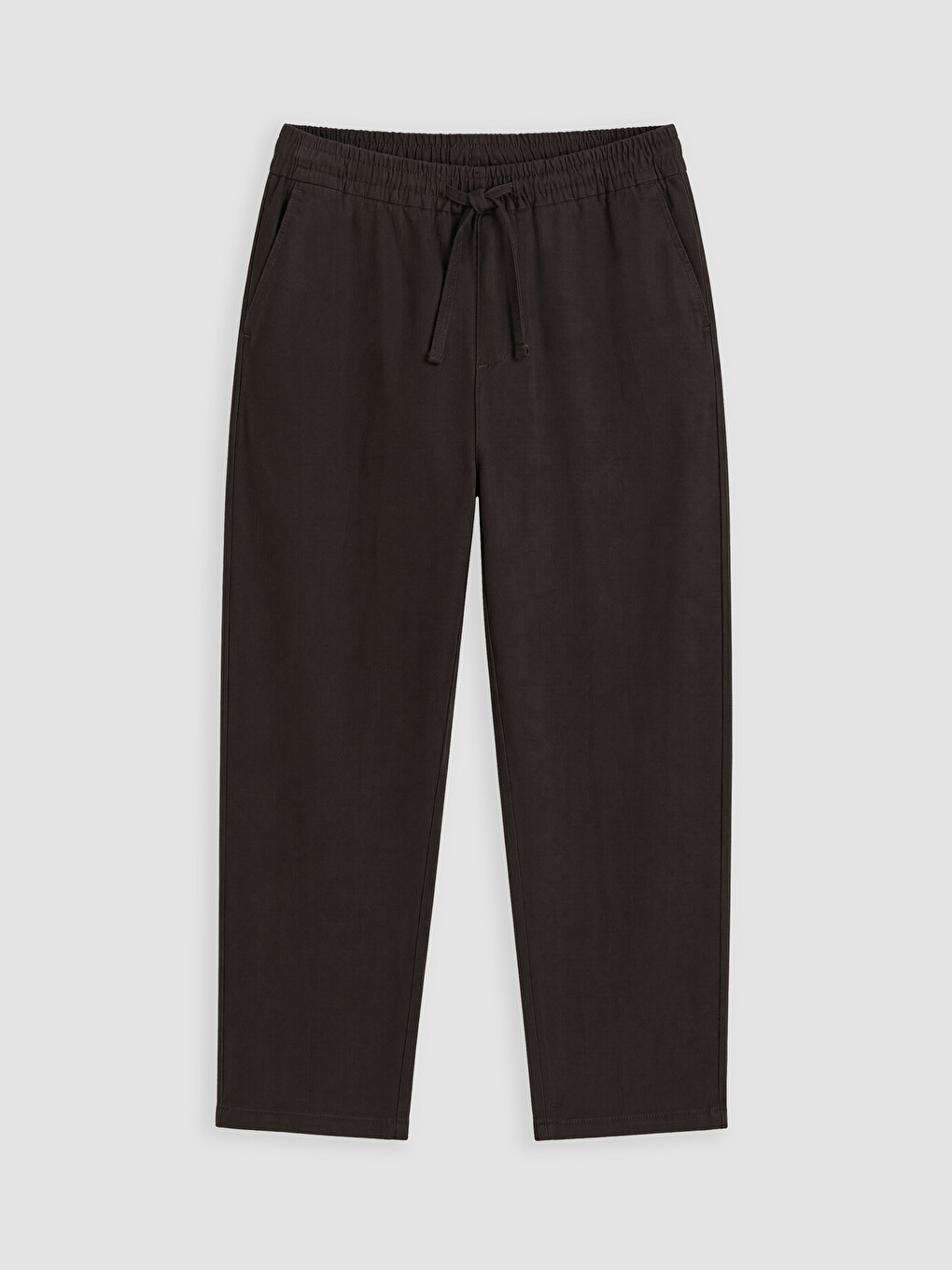 Kahverengi Regular Fit Keten Görünümlü Erkek Pantolon