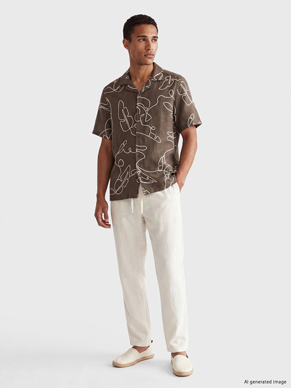 Regular Fit Keten Görünümlü Erkek Pantolon-1