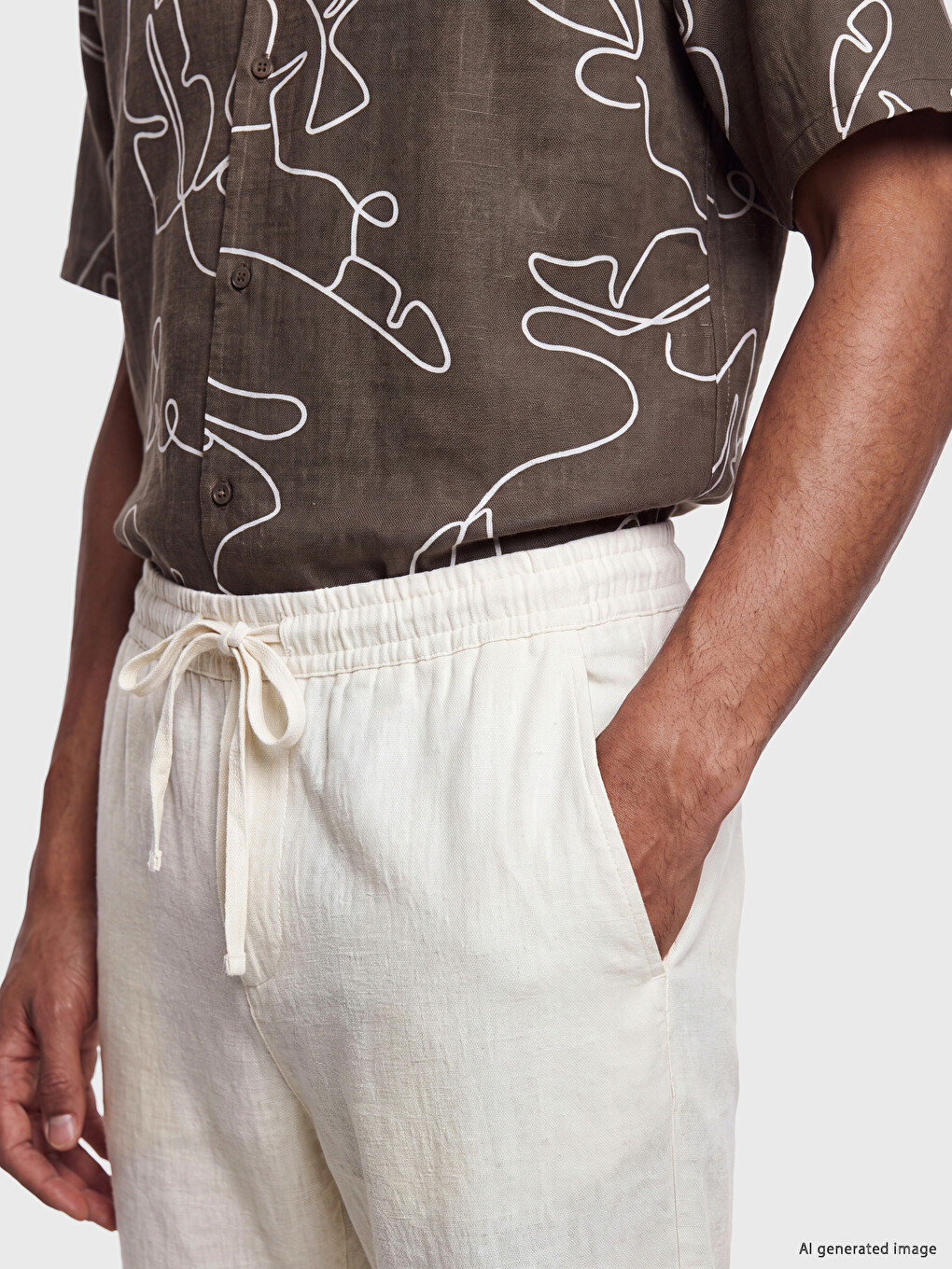 Regular Fit Keten Görünümlü Erkek Pantolon-2
