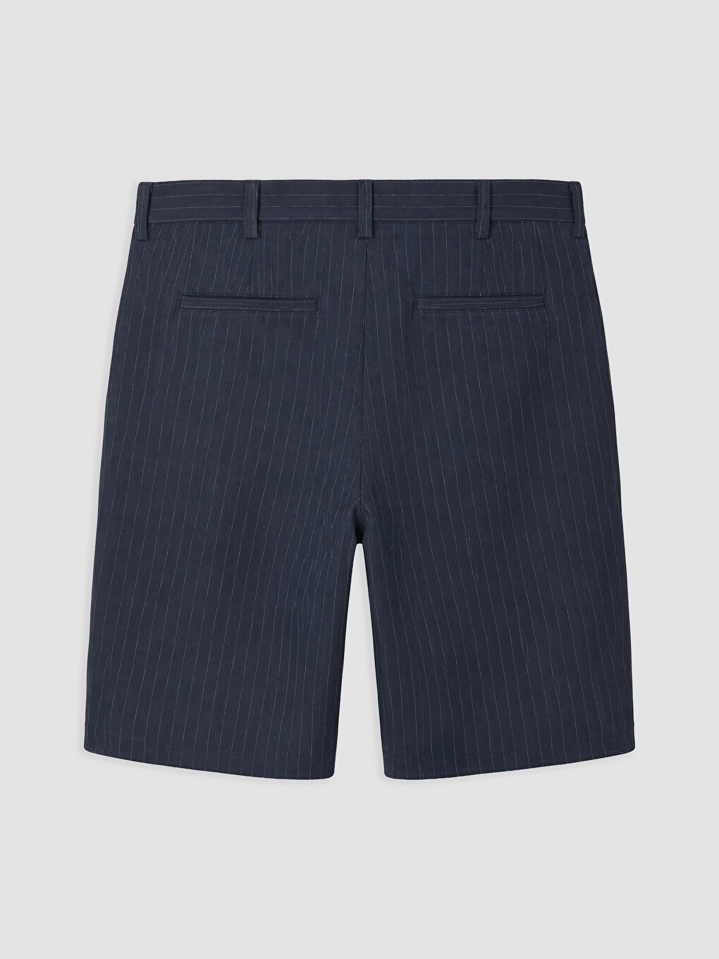 Lacivert Regular Fit Keten Karışımlı Erkek Şort-1