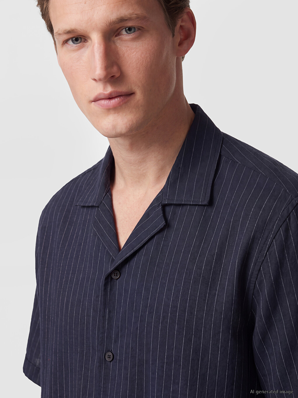 Chemise Homme À Rayures En Mélange De Lin Coupe Régulière-2