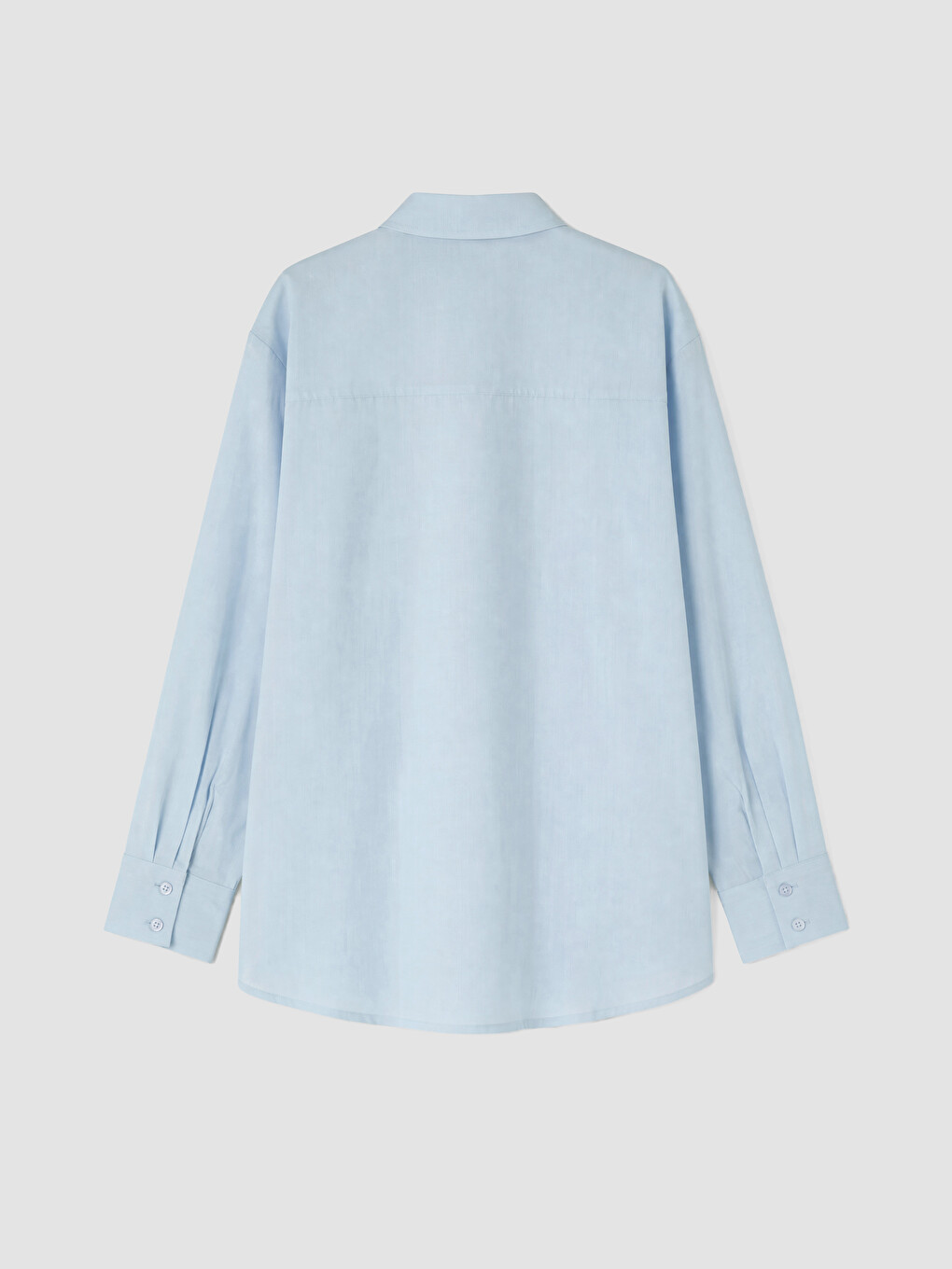 Mavi Oversize %100 Pamuklu Kadın Gömlek-6