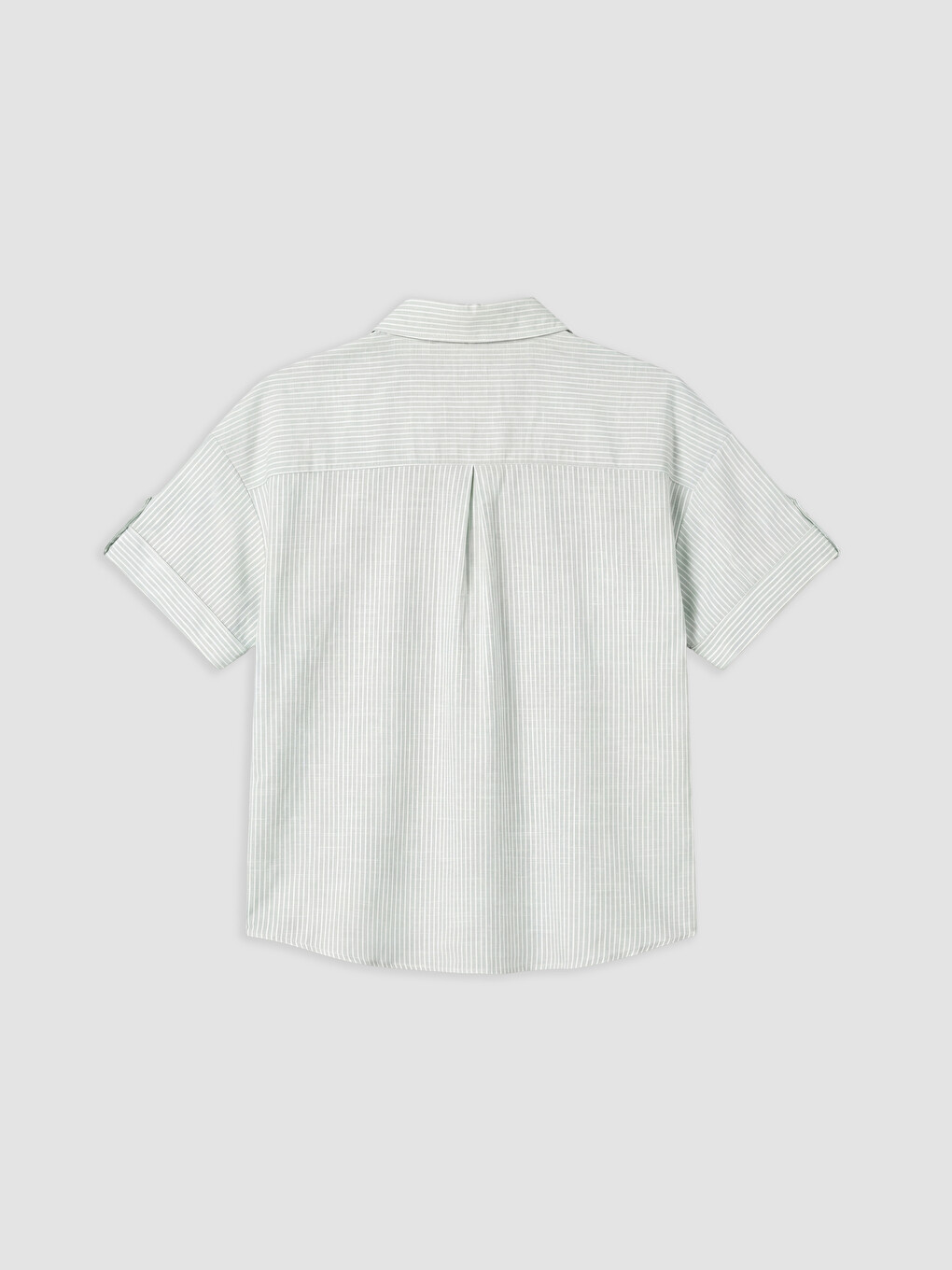 Yeşil Çizgili Oversize Kadın Gömlek-1