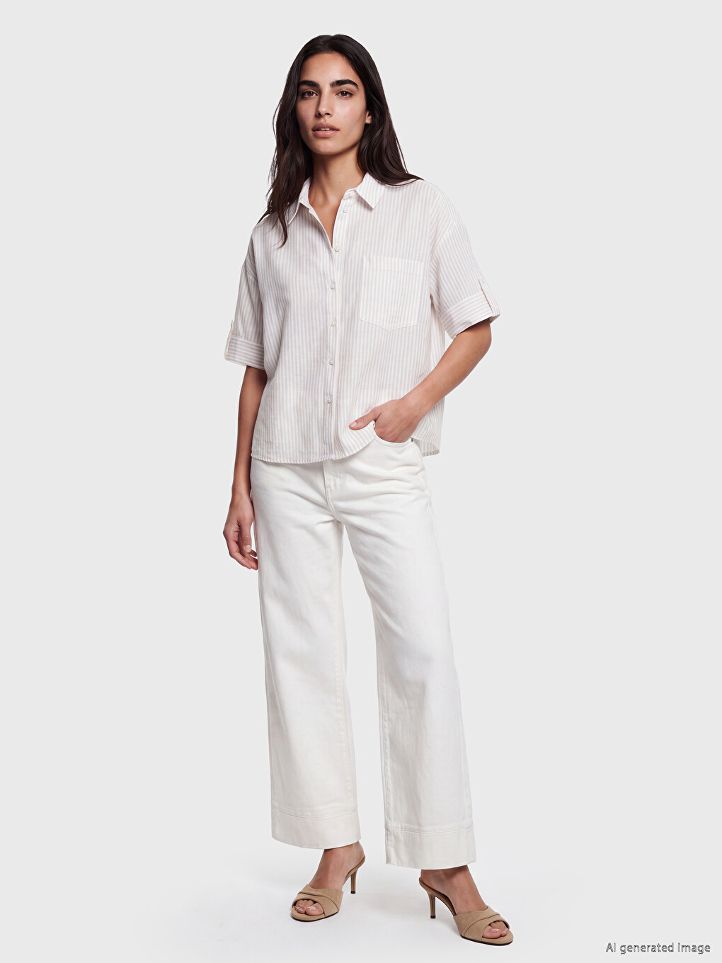 Striped Oversize Women's Shirt-1