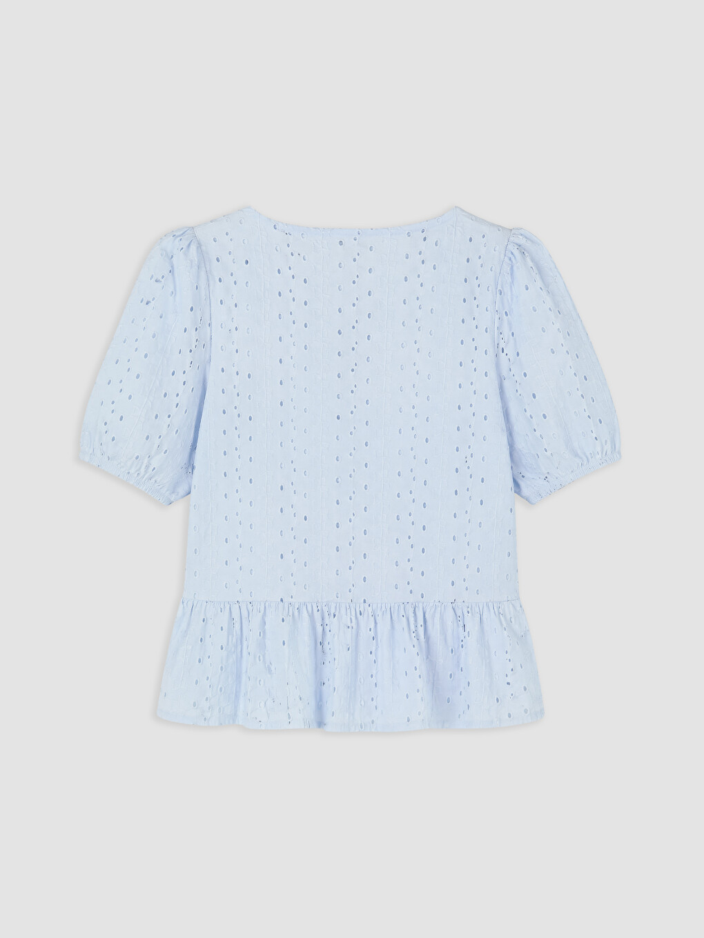 Mavi Brode Bağlamalı Peplum Bluz-1