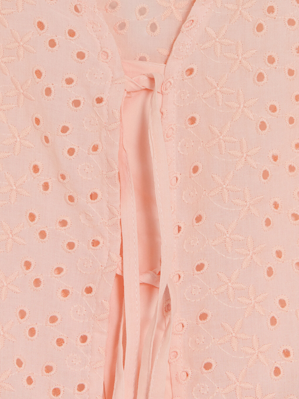 Pembe Brode Bağlamalı Peplum Bluz-2