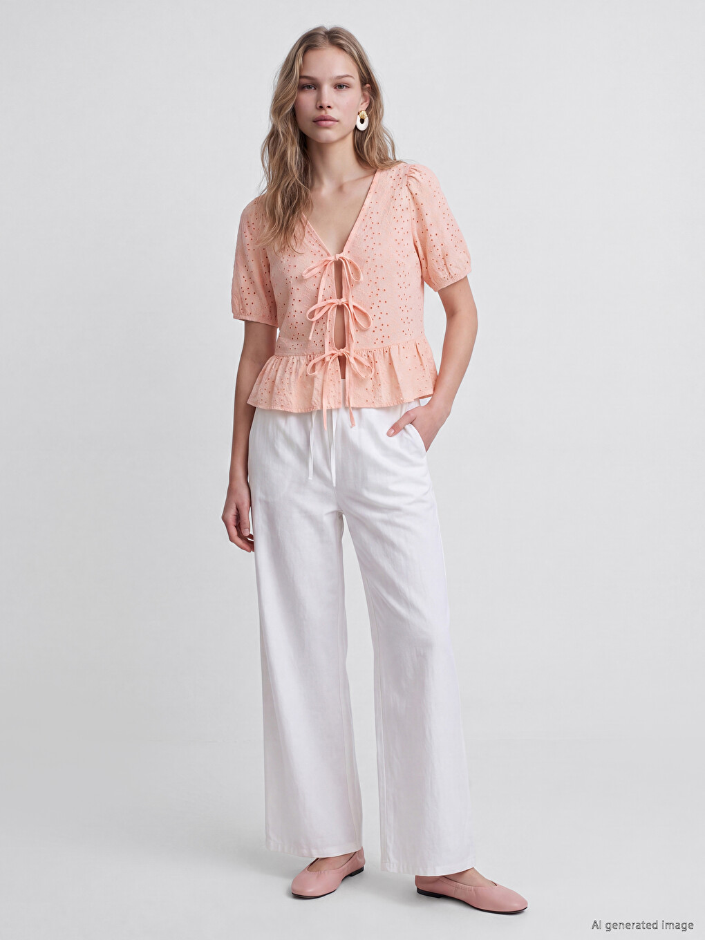 Blouse Péplum À Nouer En Broderie-1