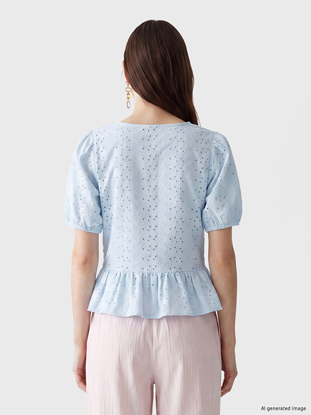 Broderie Tie-up Peplum Blouse-3