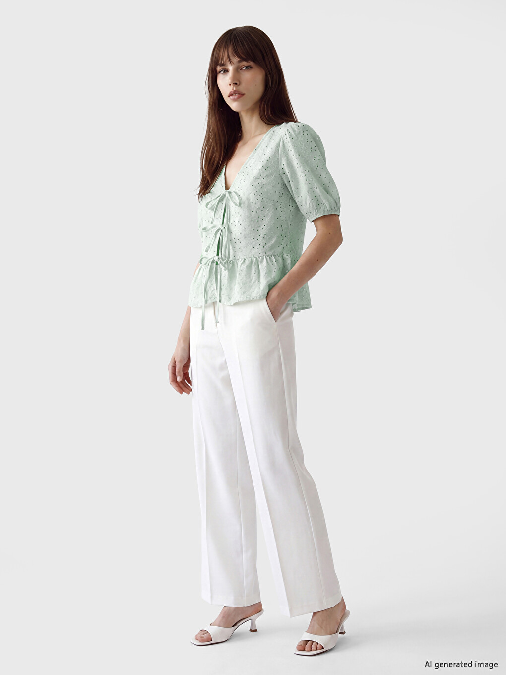Broderie Vezena Peplum Bluza Na Vezivanje-1