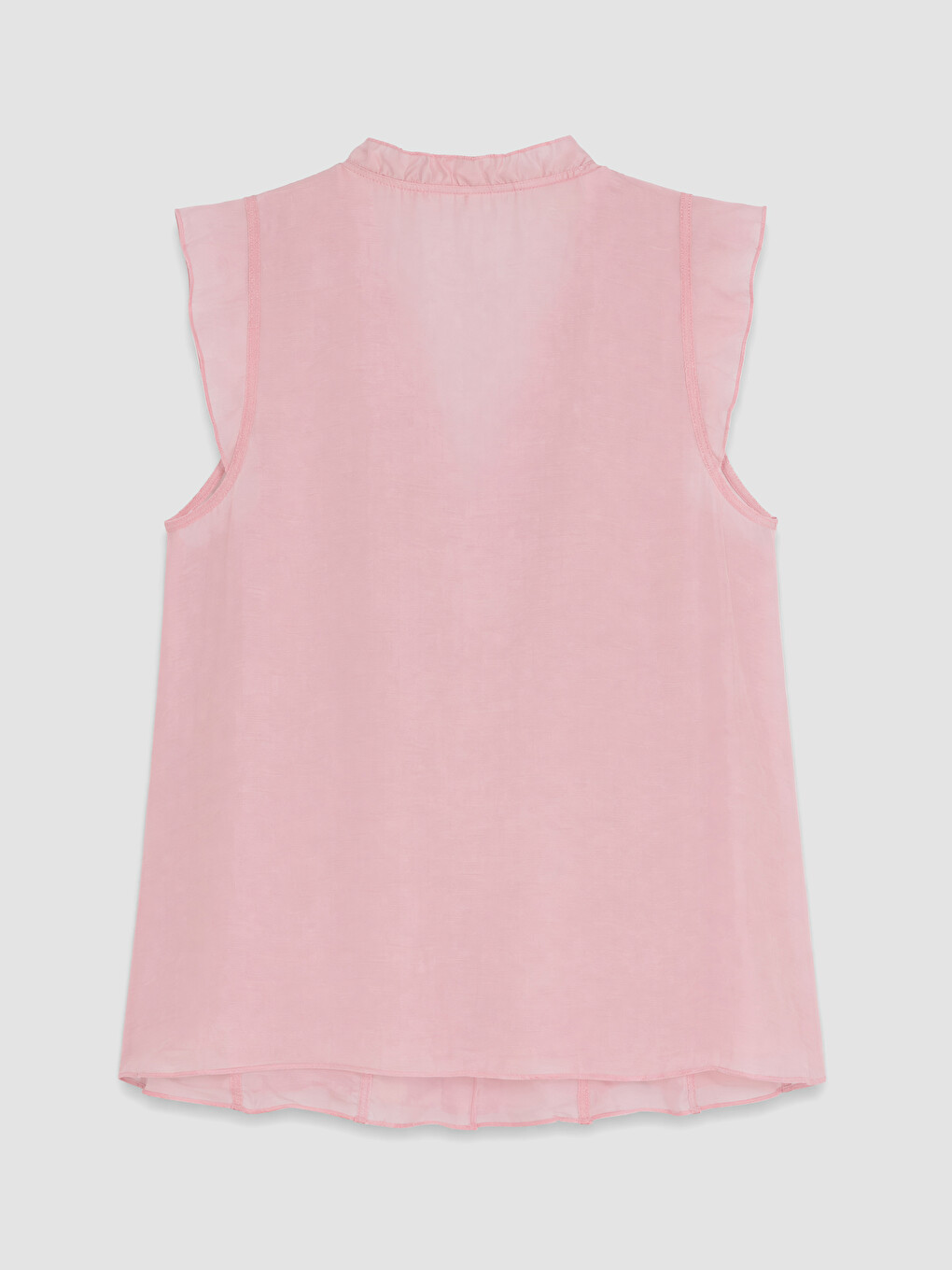 Pembe Kaçık Yaka Fırfırlı Tül Bluz-6