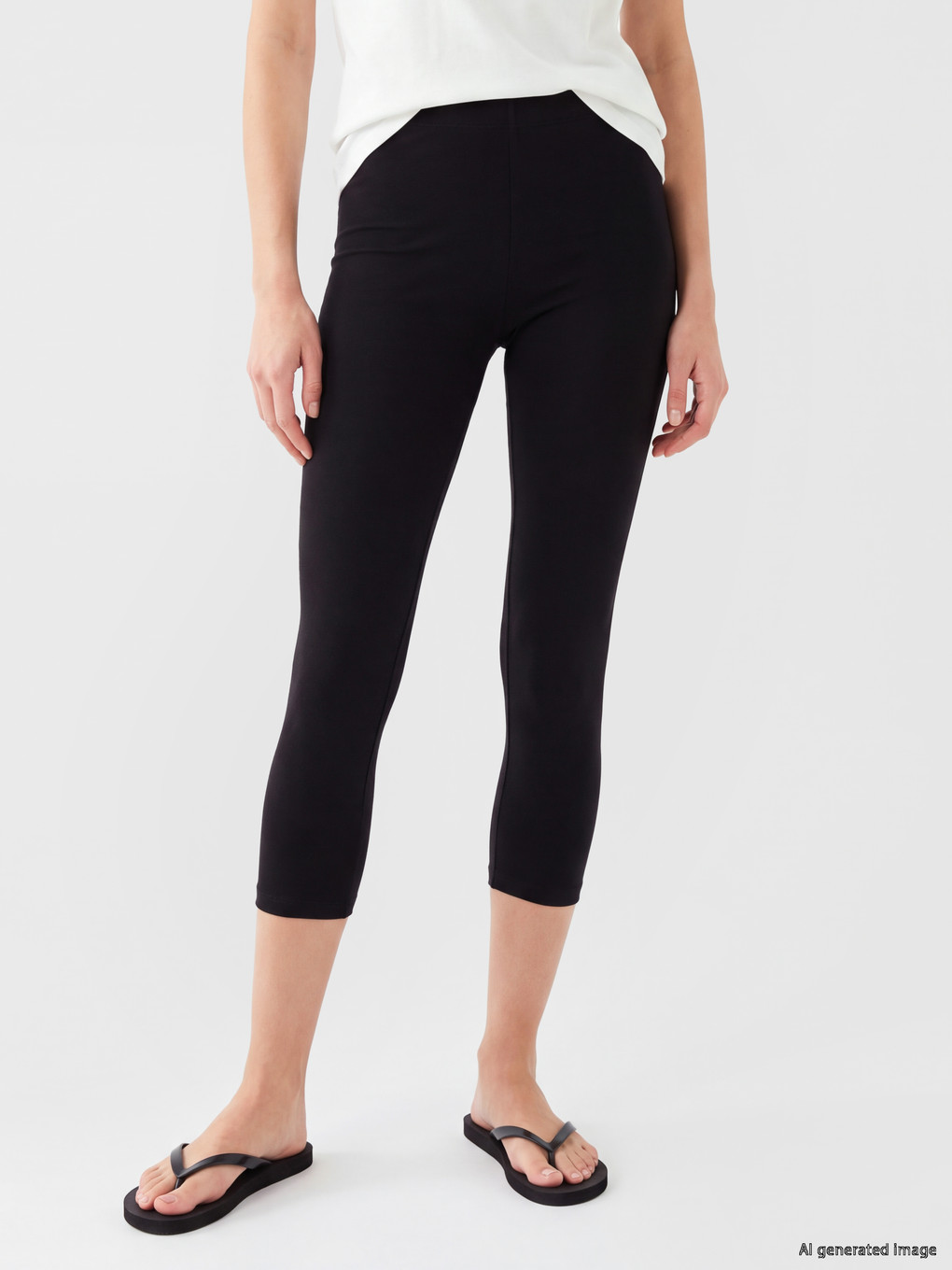 Elastic Waist Women's Base Layer Capri Tights-1