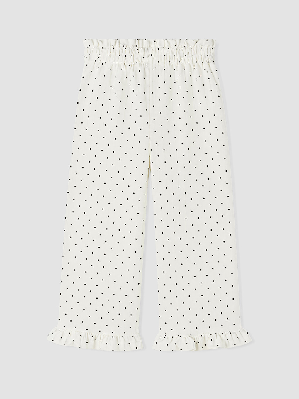 Ekru Fiyonklu Kız Çocuk Gabardin Pantolon-2
