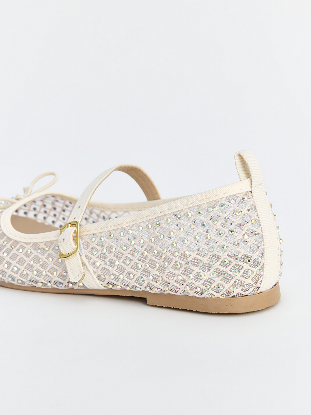 Girls' Mesh Look Sequined Ballet Flats-1