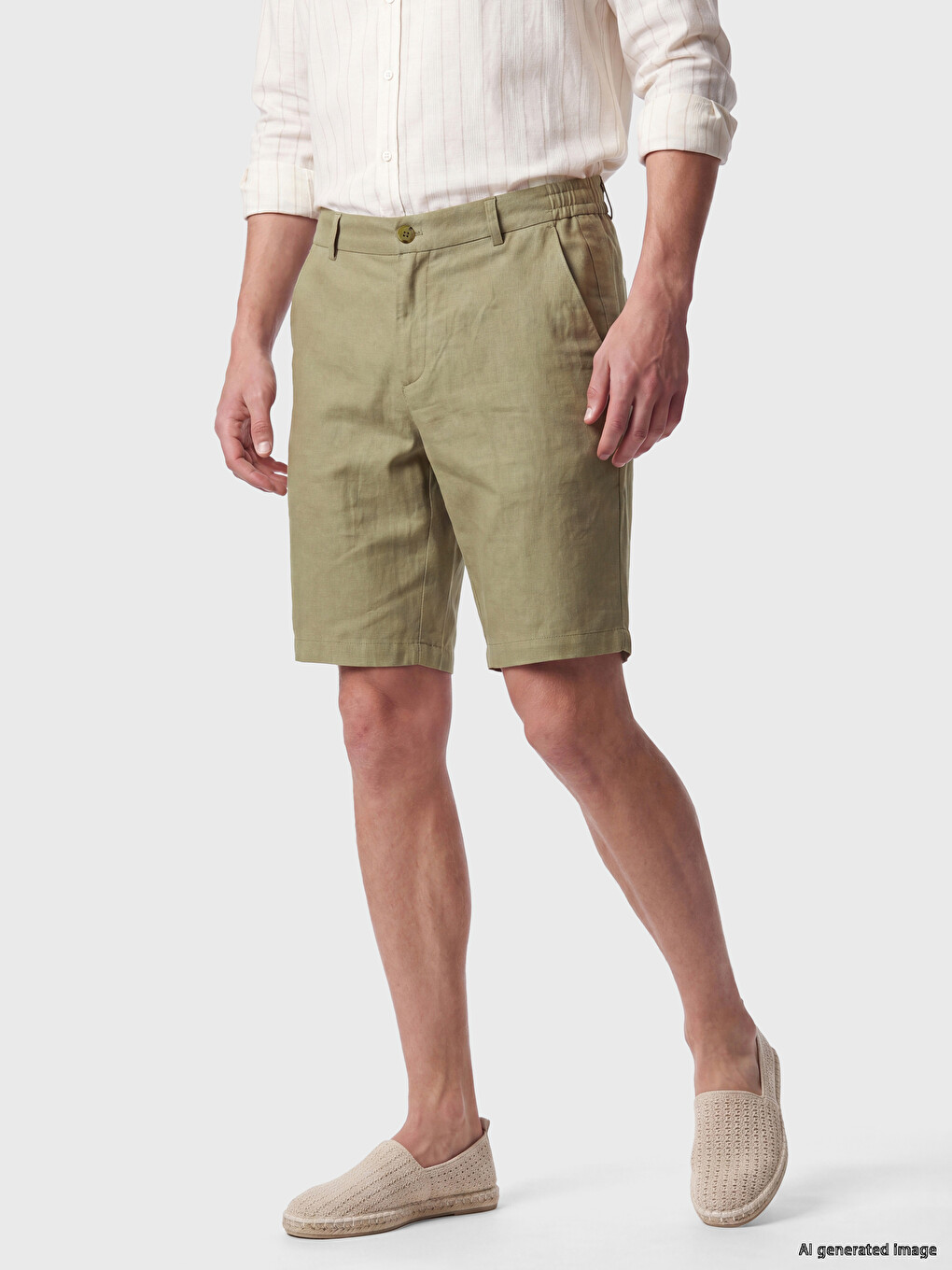 Shorts Pour Homme En Mélange De Lin À Coupe Régulière