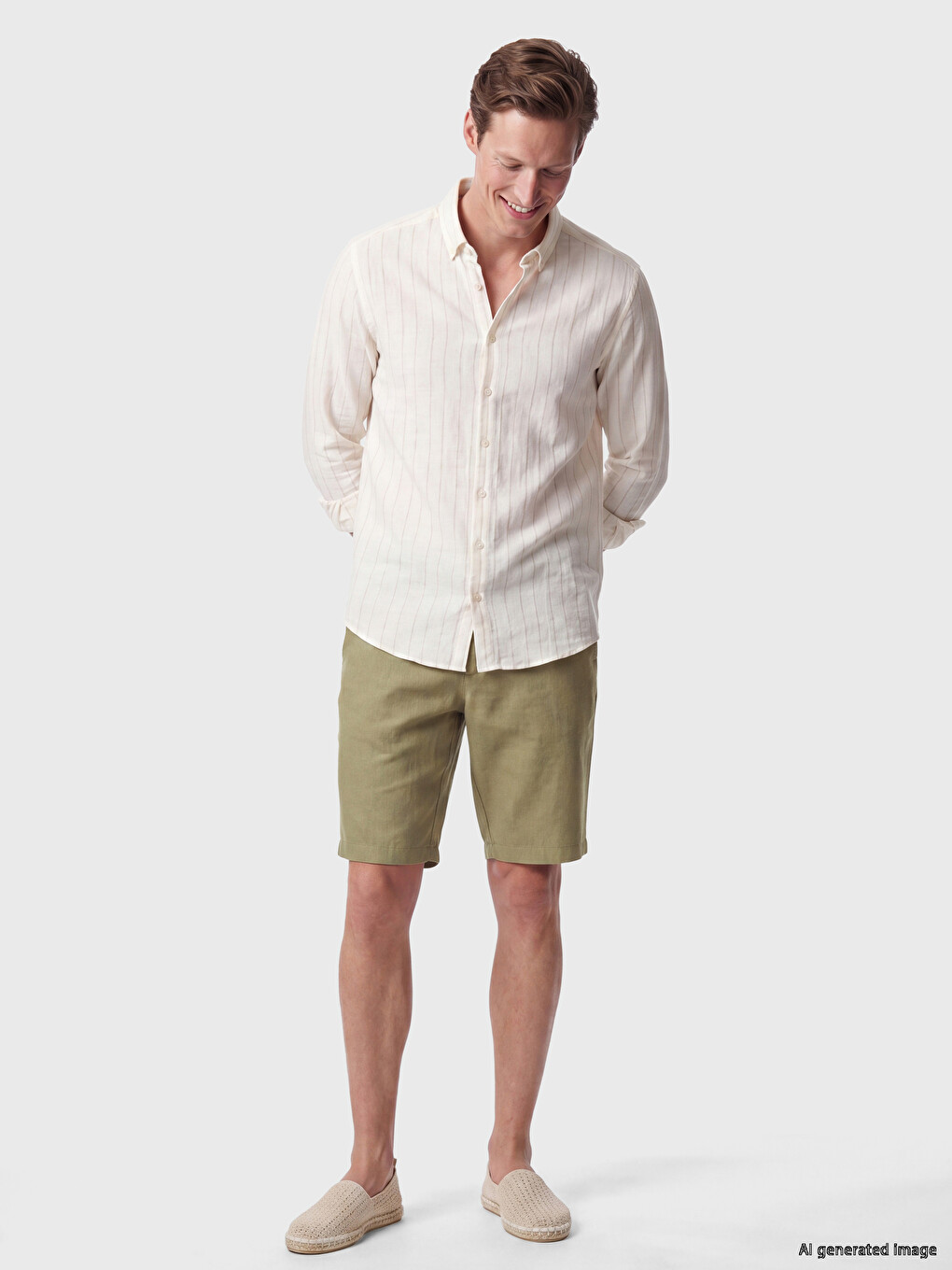 Shorts Pour Homme En Mélange De Lin À Coupe Régulière-1