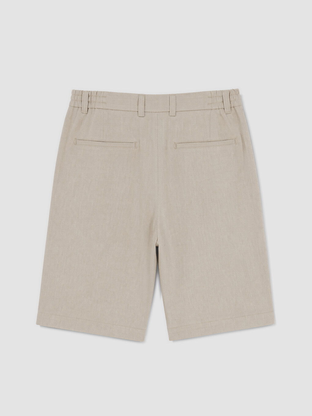 Gri Regular Fit Keten Karışımlı Erkek Şort-1