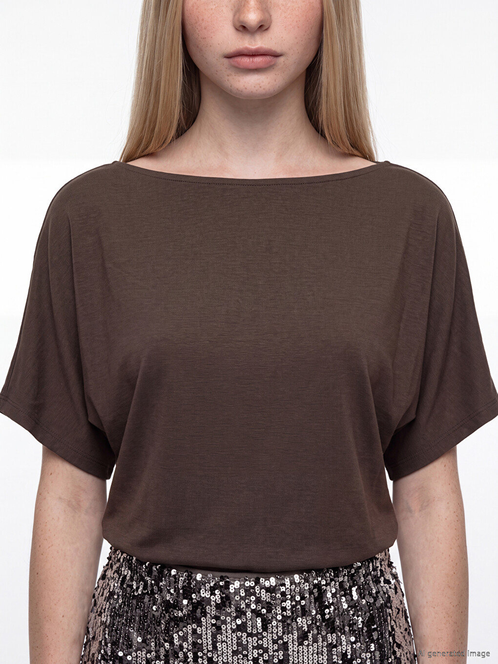 T-shirt Femme À Encolure Bateau-2