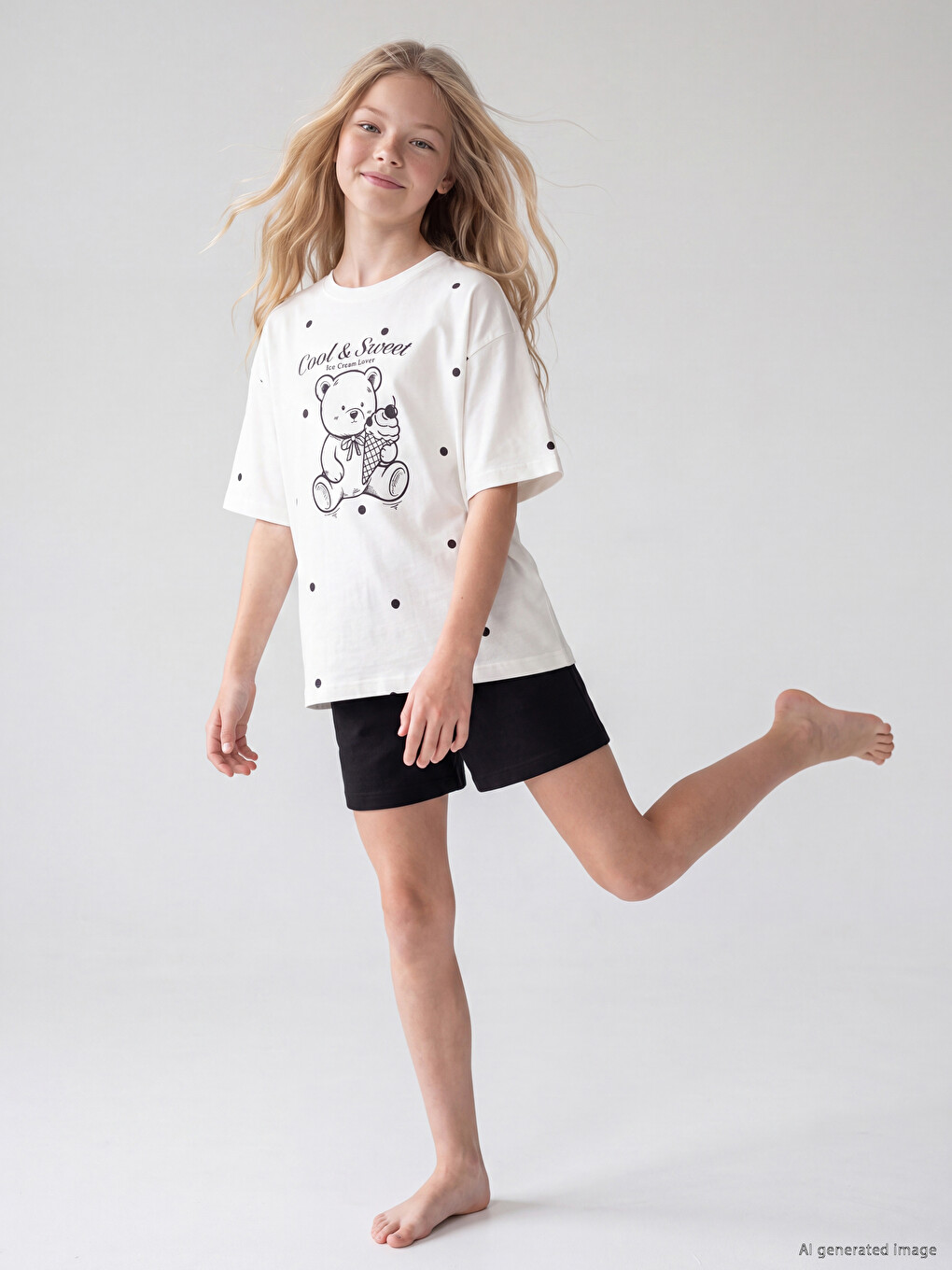 Printed Girls' Shortie Pyjamas Set
